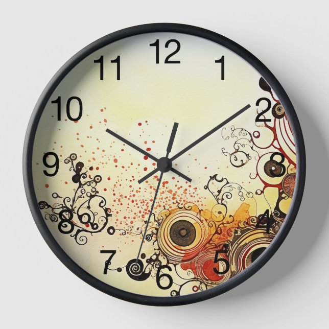 Horloge Spirales en encre et aquarelle (Recto)