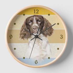 Horloge Springer Spaniel Chien Retro coucher de soleil