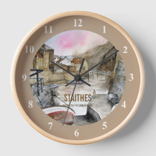 Horloge Staithes, North Yorkshire, Angleterre Aquarelle