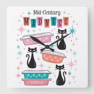 Horloge Starburst Retro Pyrex Black Cats au milieu