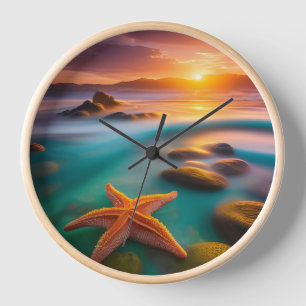 Horloge Starfish sur la plage à Dawn