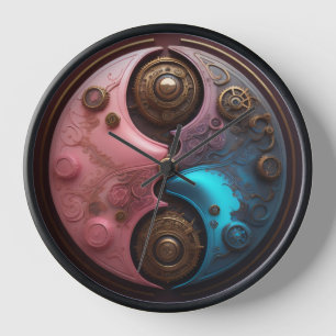 Horloge Steampunk art Ying yang