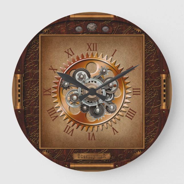 Horloge Steampunk~Gros engrenage antique~Numéros r (Recto)