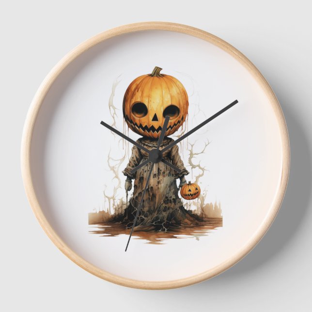 Horloge Sticker Halloween Doll citrouille (Recto)