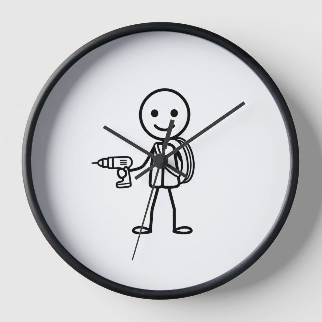 Horloge Stickmen At Work - L'Électricien (Recto)