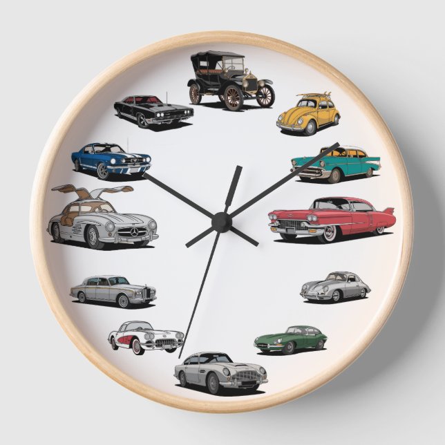 Horloge Style de dessin de voiture classique (Recto)