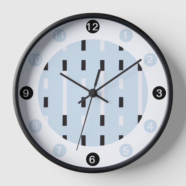 Horloge Style moderne et audacieux Memphis noir, blanc, bl (Recto)