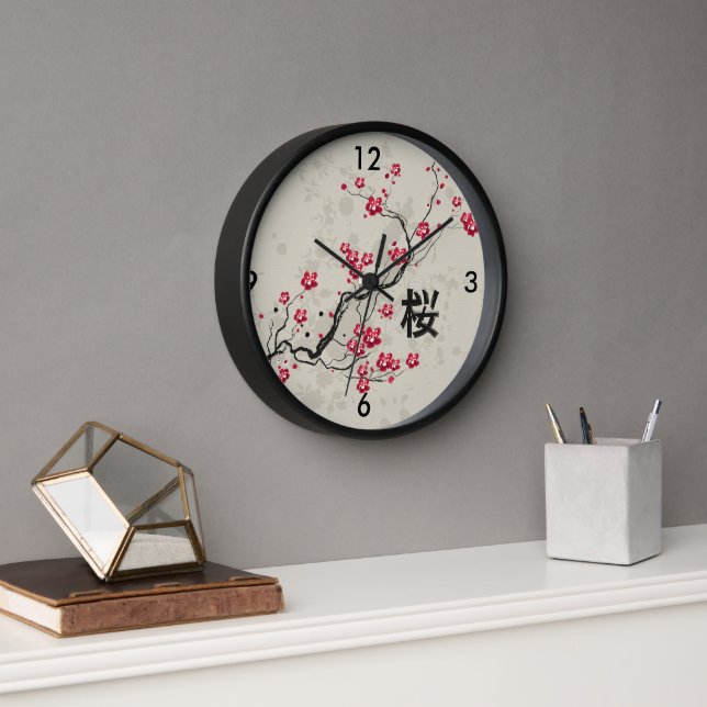 Horloge Style oriental Sakura Cherry Blossom Art (Bureau)