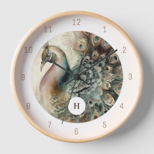 Horloge Style Peacock Ajouter votre initiale