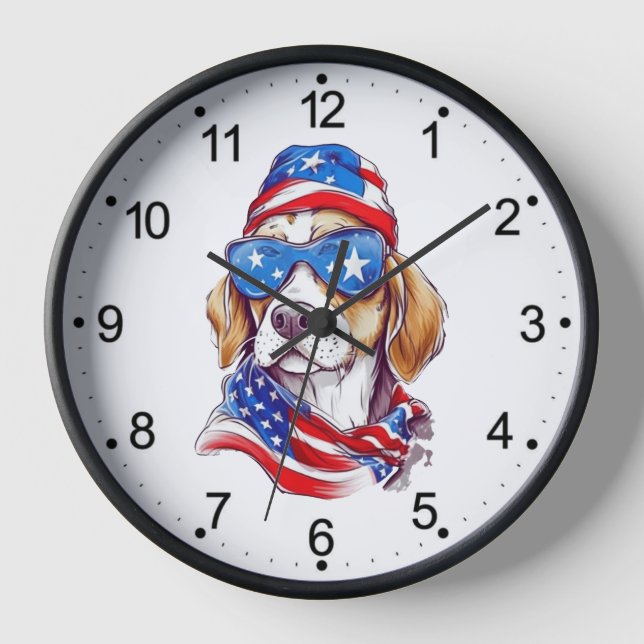 Horloge Sublimation de chien du 4 juillet-66361 (Recto)