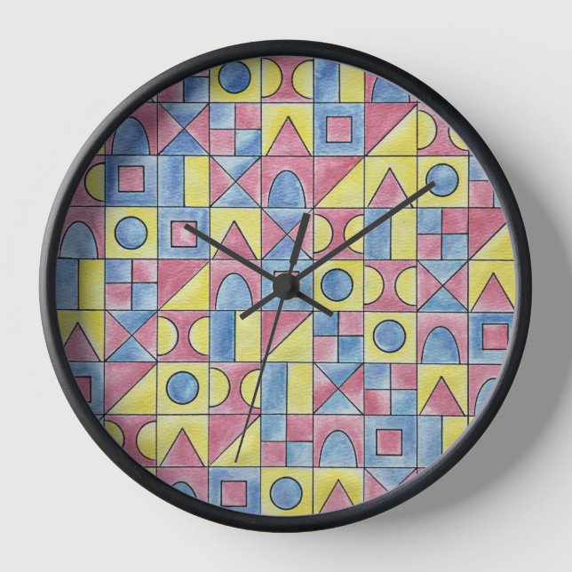 Horloge Sudoku One-Modern Bauhaus aquarelle géométrique Ar (Recto)