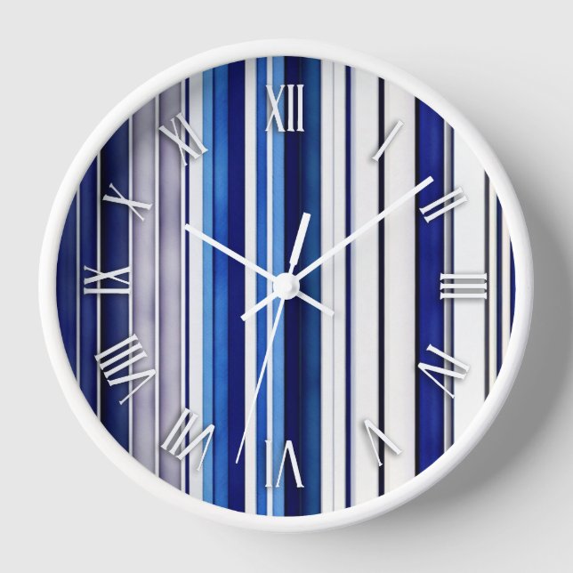 Horloge Summer Navy Blue Boat Collection de rayures tendan (Recto)