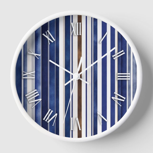 Horloge Summer Navy Blue Trendy Boat Stripes Collection (Recto)