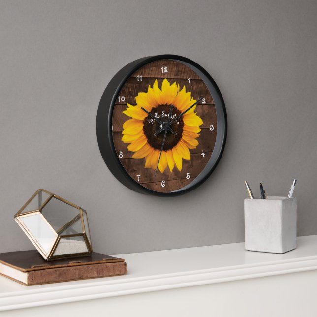 Horloge Sunflower et Grange Wood Bonjour Sunshine (Bureau)