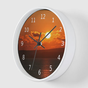 Horloge Sunrise over the sea in Cornwall, border noir