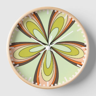 Horloge Super 60s les années 70 Hippie Fleur Lime Retro Da