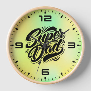 Horloge Super Papa Héros Typographie Design-67888