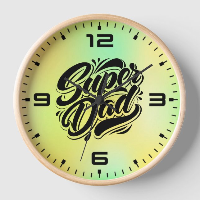 Horloge Super Papa Héros Typographie Design-67888 (Recto)