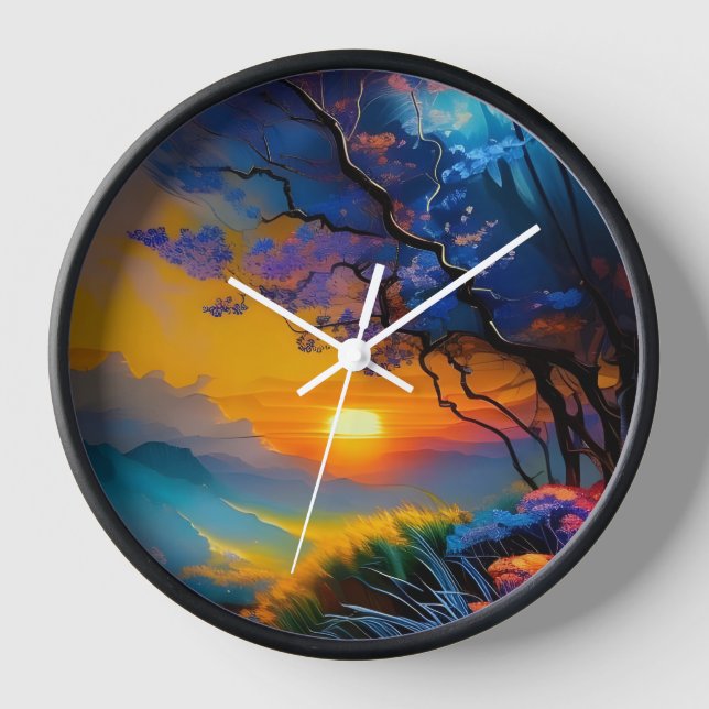 Horloge Superbe lever de soleil sur l'étang (Recto)