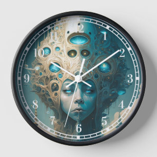 Horloge Surreal Futuristic Alien Woman Lanscape