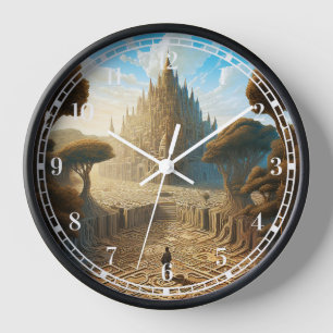 Horloge Surreal Maze Château Paysage Imaginaire Art