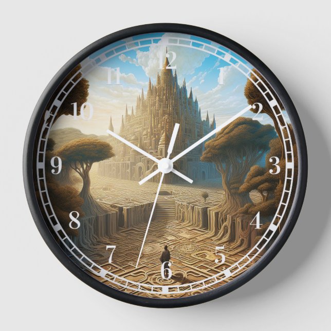 Horloge Surreal Maze Château Paysage Imaginaire Art (Recto)