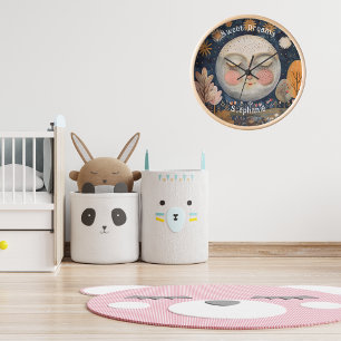 Horloge Sweet Dreams Céleste Moon Nom personnalisé Cute Ki