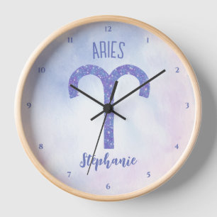 Horloge SYMBOLE D'Astrologie Pretty Aries Personnalisé Pur