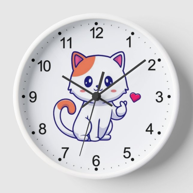 Horloge Symbole de chat mignon en amour main-57577 (Recto)