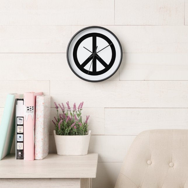 Horloge SYMBOLE DE LA PAIX Noir Et Blanc (Salle de lecture)