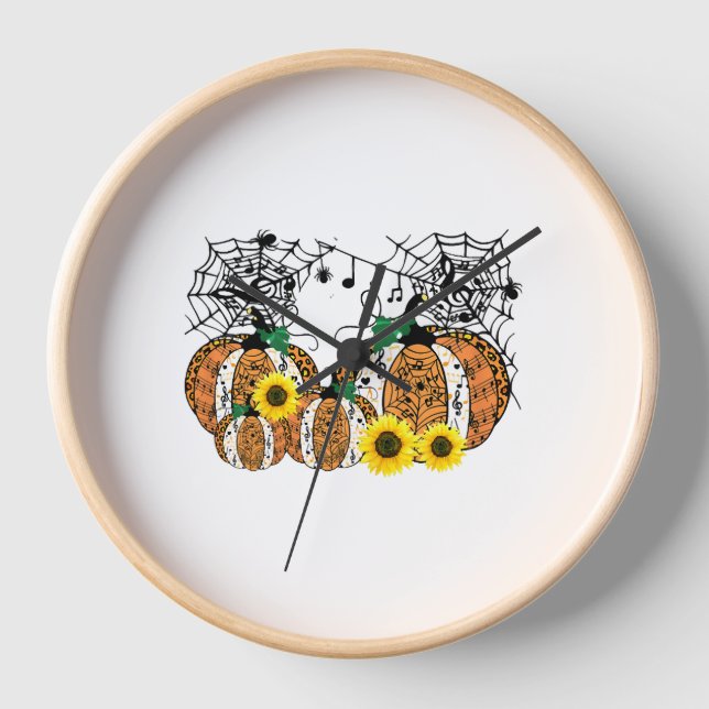 Horloge Symboles de musique Citrouille d'Halloween (Recto)