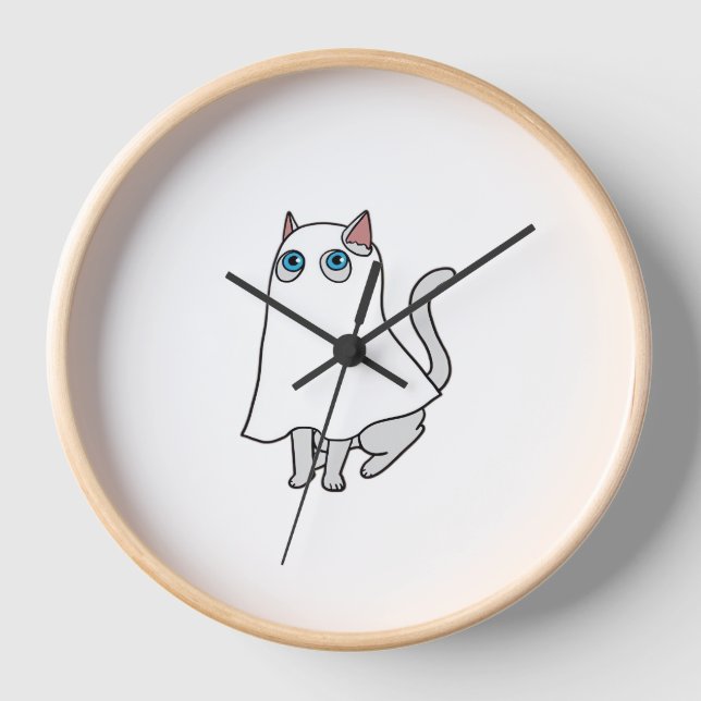 Horloge T-Shirt classique de chat fantôme_1 (Recto)