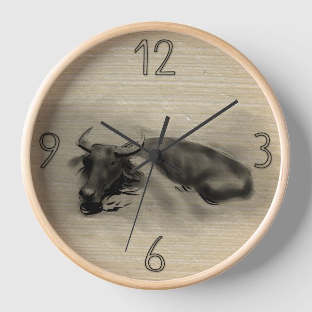Horloge Tableau original Eau Buffle Ox Année Zodiac WC2 (Recto)