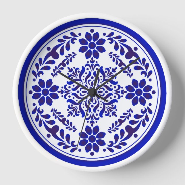 Horloge Talavera trois bleu et blanc (Recto)