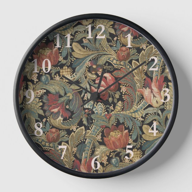 Horloge Tapisserie florale riche Brocade Antique Classique (Recto)