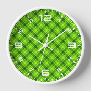 Horloge Tartan vert À damiers Motif plaid-57578
