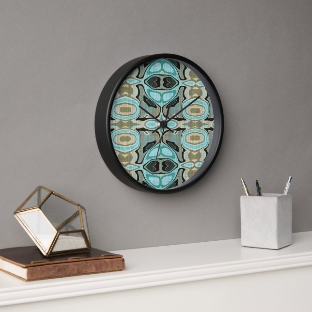 Horloge Taupe Turquoise Aqua Turquoise Hip Bohemian Bali A (Bureau)