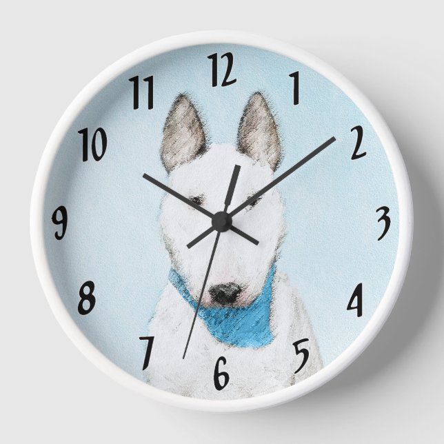 Horloge Taureau Terrier - Cute Original Chien Art (Recto)