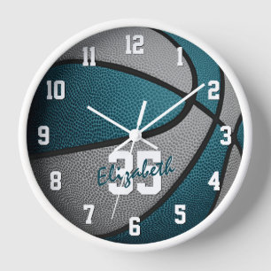 Horloge teal gray girrboys boys basket-ball