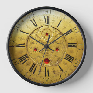 Horloge TEMPS ANTIQUE Rouge Ruby pierres, Jaune or