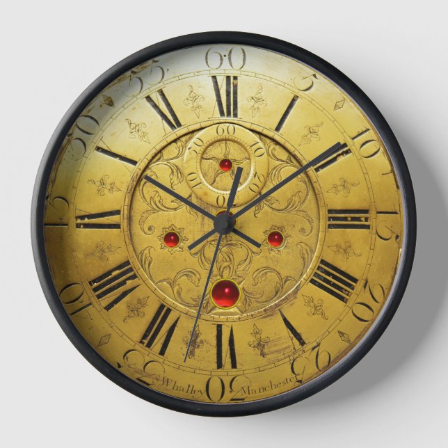 Horloge TEMPS ANTIQUE Rouge Ruby pierres, Jaune or (Recto)