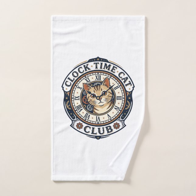 Horloge Temps Chat Chat Graphique Tee Art - Horlog (Serviette à main)