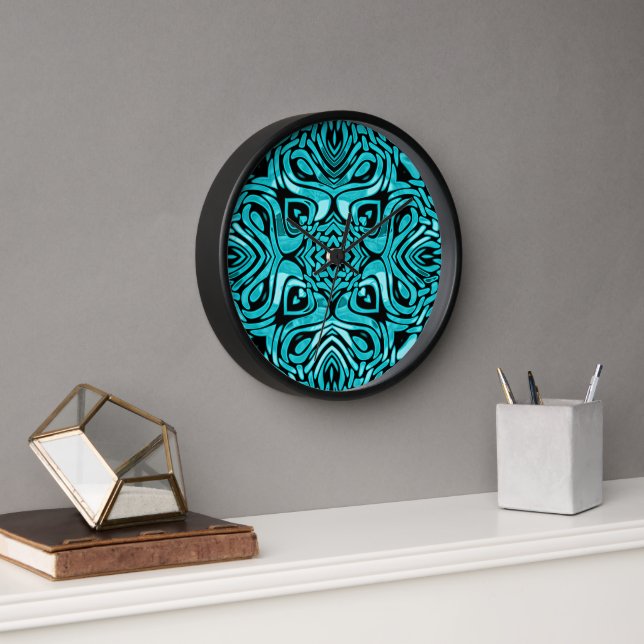Horloge Tendance Turquoise Turquoise Bleu Hip Bohemian Bal (Bureau)