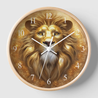 Horloge Tête de lion doré superbe