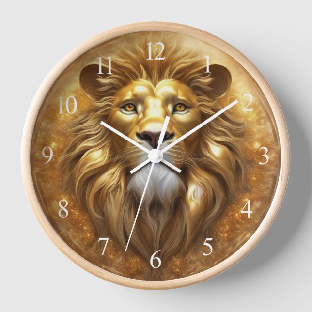 Horloge Tête de lion doré superbe (Recto)