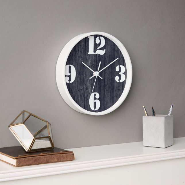 Horloge Tête de numéro gras sur bois rustique (Bureau)