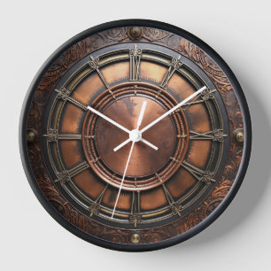 Horloge Tête de temps en cuivre Steampunk