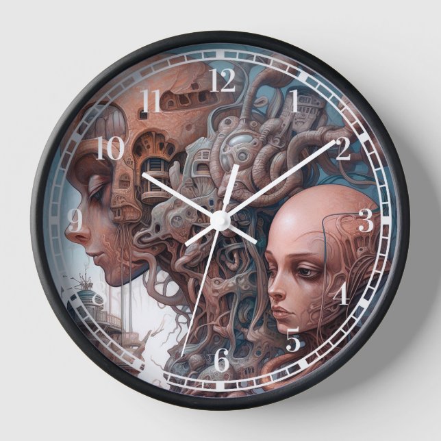 Horloge Têtes biomécaniques Surreal Sci-Fi Art (Recto)