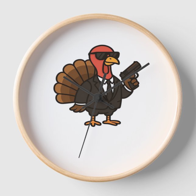 Horloge Thanksgiving Secret Agent Turkey Classic T-Shirt (Recto)