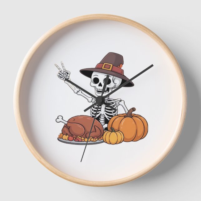 Horloge Thanksgiving X-ray Skeleton Funny Rock Hand Fall L (Recto)
